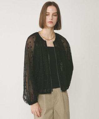 GRACE CONTINENTAL チュールノーカラーブルゾン ブラック