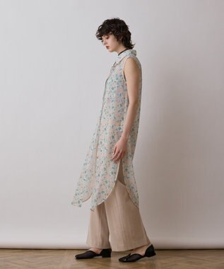 GRACE CONTINENTAL フラワーロングシャツ ベージュ