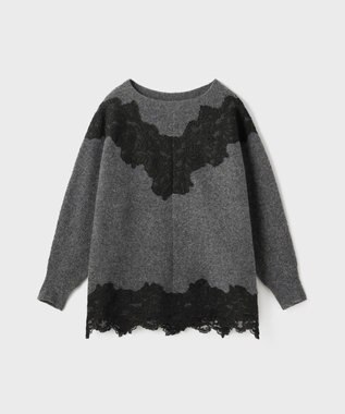 GRACE CONTINENTAL レースドルマンニットトップ チャコール