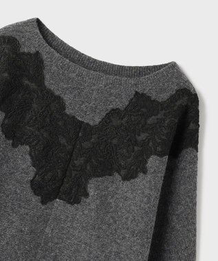 GRACE CONTINENTAL レースドルマンニットトップ チャコール