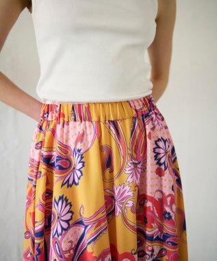 GRACE CONTINENTAL ペイズリープリントギャザスカート オレンジ