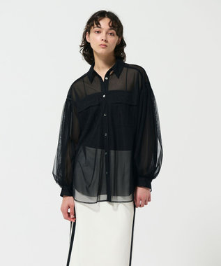 GRACE CONTINENTAL チュールレイヤードシャツ ブラック