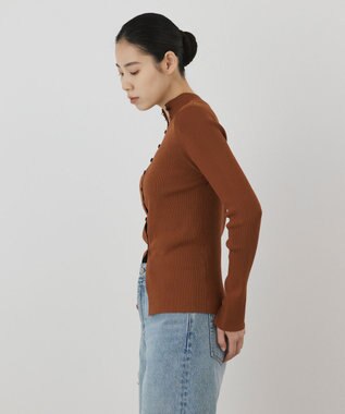 GRACE CONTINENTAL ボタンリブニットカーディガン ブラウン