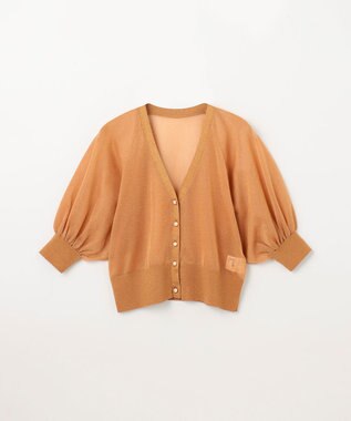 GRACE CONTINENTAL ラメシアードルマンニットカーディガン オレンジ