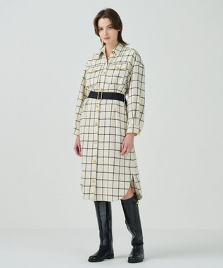 GRACE CONTINENTAL ウールチェックシャツワンピース キナリ