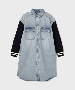 GRACE CONTINENTAL ニットスリーブデニムワンピース サックス