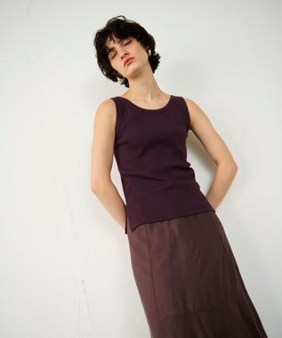 GRACE CONTINENTAL テレコノースリーブ ボルドー