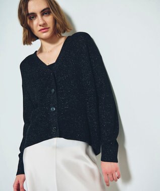 GRACE CONTINENTAL ラメニットカーディガン ブラック