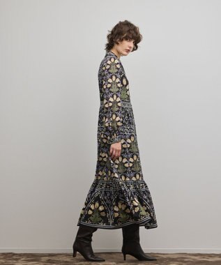 GRACE CONTINENTAL フラワーパターンプリントワンピース ブラック