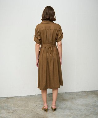 GRACE CONTINENTAL リネンタッチサファリドレス ブラウン
