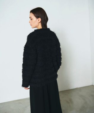 GRACE CONTINENTAL フェザーツイードニットカーディガン ブラック