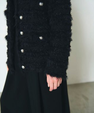 GRACE CONTINENTAL フェザーツイードニットカーディガン ブラック
