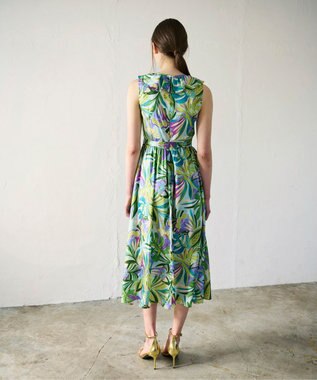 GRACE CONTINENTAL リーフプリントワンピース グリーン