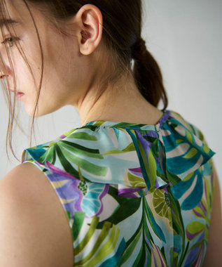 GRACE CONTINENTAL リーフプリントワンピース グリーン