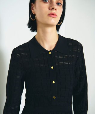 GRACE CONTINENTAL ウェーブニットワンピース ブラック