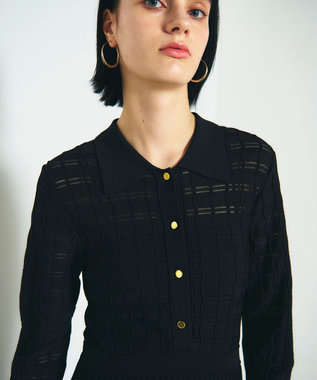 GRACE CONTINENTAL ウェーブニットワンピース ブラック