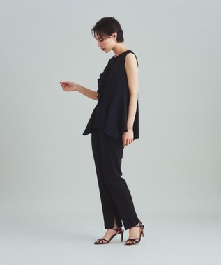 GRACE CONTINENTAL スカーフヘムフリルノースリーブ ブラック