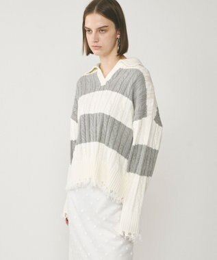 GRACE CONTINENTAL アランポロニットトップ ホワイト