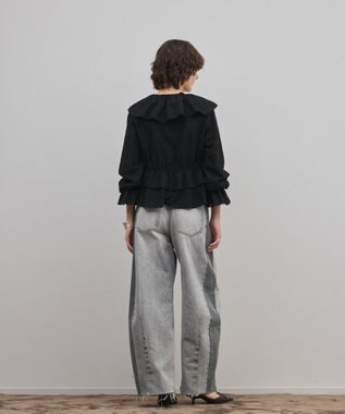 GRACE CONTINENTAL エンブロイダリーフリルブラウス ブラック