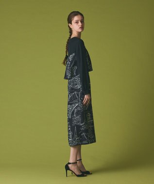 GRACE CONTINENTAL プリントコンビドレス ブラック
