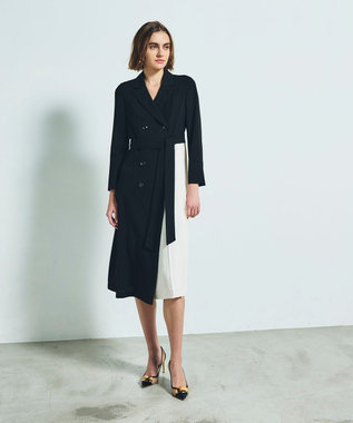 GRACE CONTINENTAL ウールタッチバイカラードレス ブラック