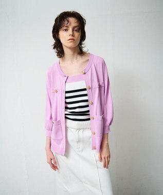 GRACE CONTINENTAL 配色ニットカーディガン