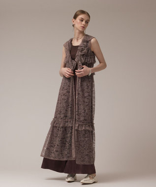 GRACE CONTINENTAL フリルカラーレースワンピース グレー