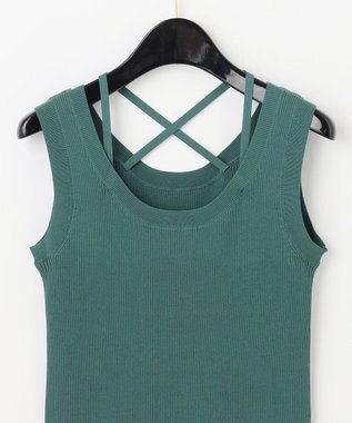 GRACE CONTINENTAL リブタンクニットトップ グリーン