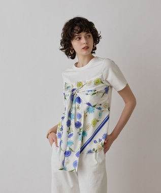 GRACE CONTINENTAL スカーフプリントコンビトップ キナリ