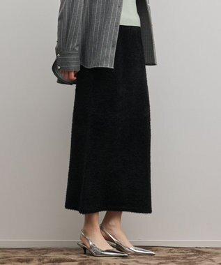 GRACE CONTINENTAL ラメフェザーニットスカート ブラック