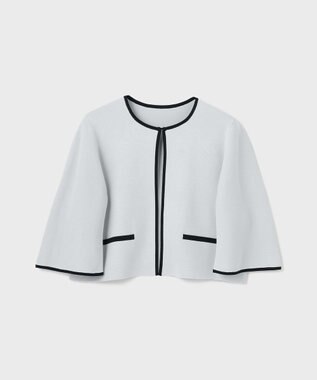 GRACE CONTINENTAL バイカラースリットニットカーディガン ブルー