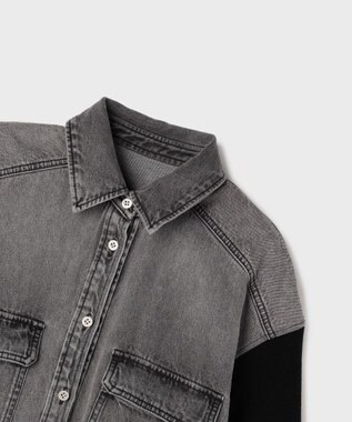 GRACE CONTINENTAL ニットスリーブデニムワンピース ブラック