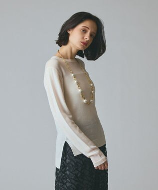 GRACE CONTINENTAL ボウ付ニットトップ ホワイト