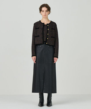 GRACE CONTINENTAL ツイードニットカーディガン ブラック