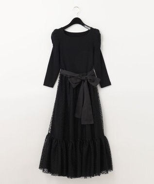 【極美品】GRACE CONTINENTAL スターチュールニットワンピース　黒 極美品】GRACE CONTINENTAL スターチュールニットワンピース 黒