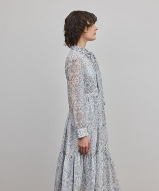 GRACE CONTINENTAL ダマスク柄風プリントワンピース グレー
