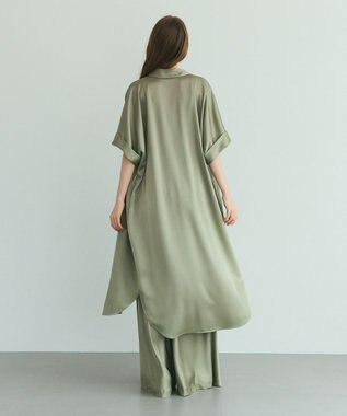 GRACE CONTINENTAL ダブルサテンシャツドレス カーキ