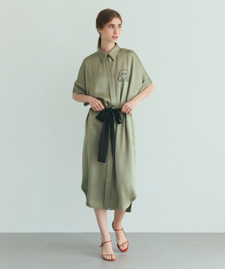 GRACE CONTINENTAL ダブルサテンシャツドレス カーキ