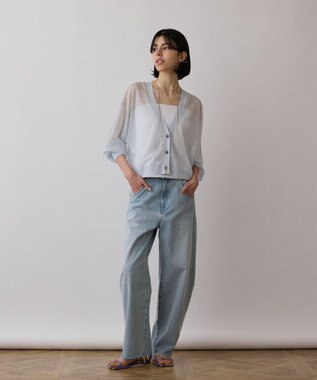 GRACE CONTINENTAL シアージョーゼットカーディガン ブルー