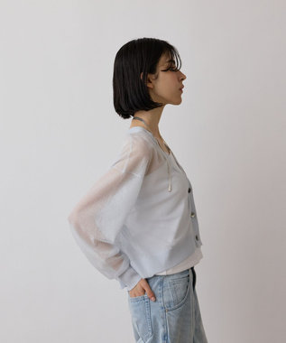 GRACE CONTINENTAL シアージョーゼットカーディガン ブルー