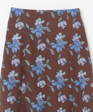 GRACE CONTINENTAL フラワー刺繍フレアスカート ブラウン