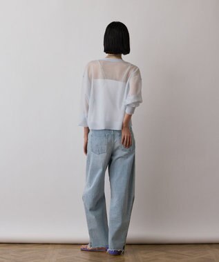 GRACE CONTINENTAL シアージョーゼットカーディガン ブルー