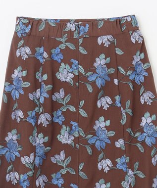 GRACE CONTINENTAL フラワー刺繍フレアスカート ブラウン