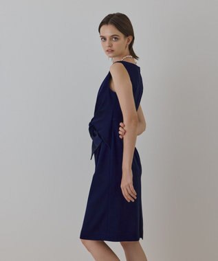 GRACE CONTINENTAL サテンクロスドレープワンピース ネイビー