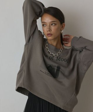 GRACE CONTINENTAL Catphoto裏毛トップ カーキ