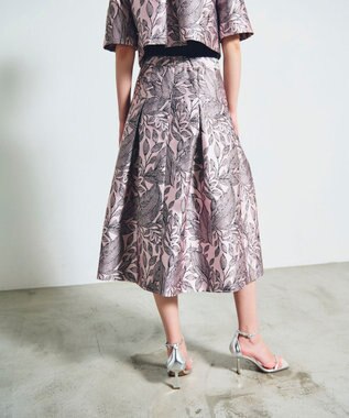 GRACE CONTINENTAL ボタニカルジャガードスカート ピンク