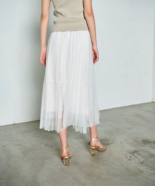 GRACE CONTINENTAL ティアードラップチュールスカート ホワイト