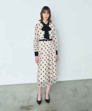 GRACE CONTINENTAL ラメドット刺繍ドレス キナリ