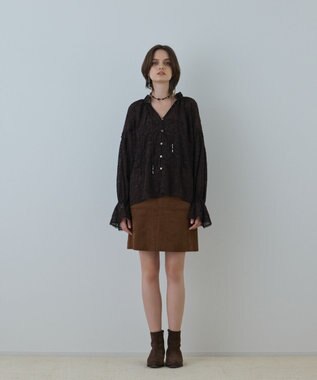 GRACE CONTINENTAL ヨウリュウembカフタンブラウス ブラウン