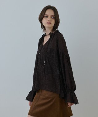 GRACE CONTINENTAL ヨウリュウembカフタンブラウス ブラウン